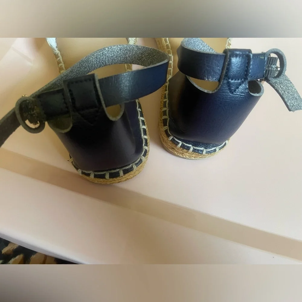 Old Navy Blue White Stripe Espadrille Sandals - Women's Size 8